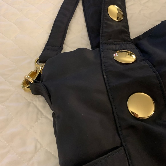 Best Black Tote Crossbody Bag With Gold Appliqué - Picture 5 of 11